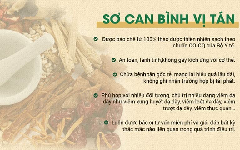 Sơ can Bình vị tán với nhiều ưu điểm vượt trội được giới chuyên gia đánh giá cao