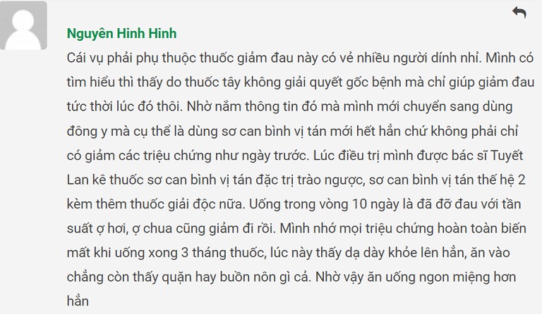 Người bệnh chia sẻ hiệu quả sử dụng liệu trình do BS Tuyết Lan hướng dẫn